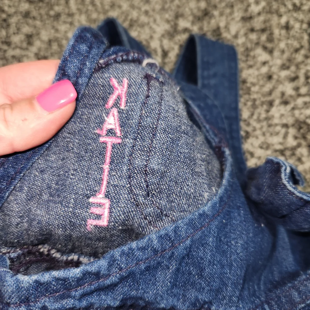 oshkosh b'gosh Vintage Denim dress, Little Girl Size 4,Back Bow Pink Label Katie